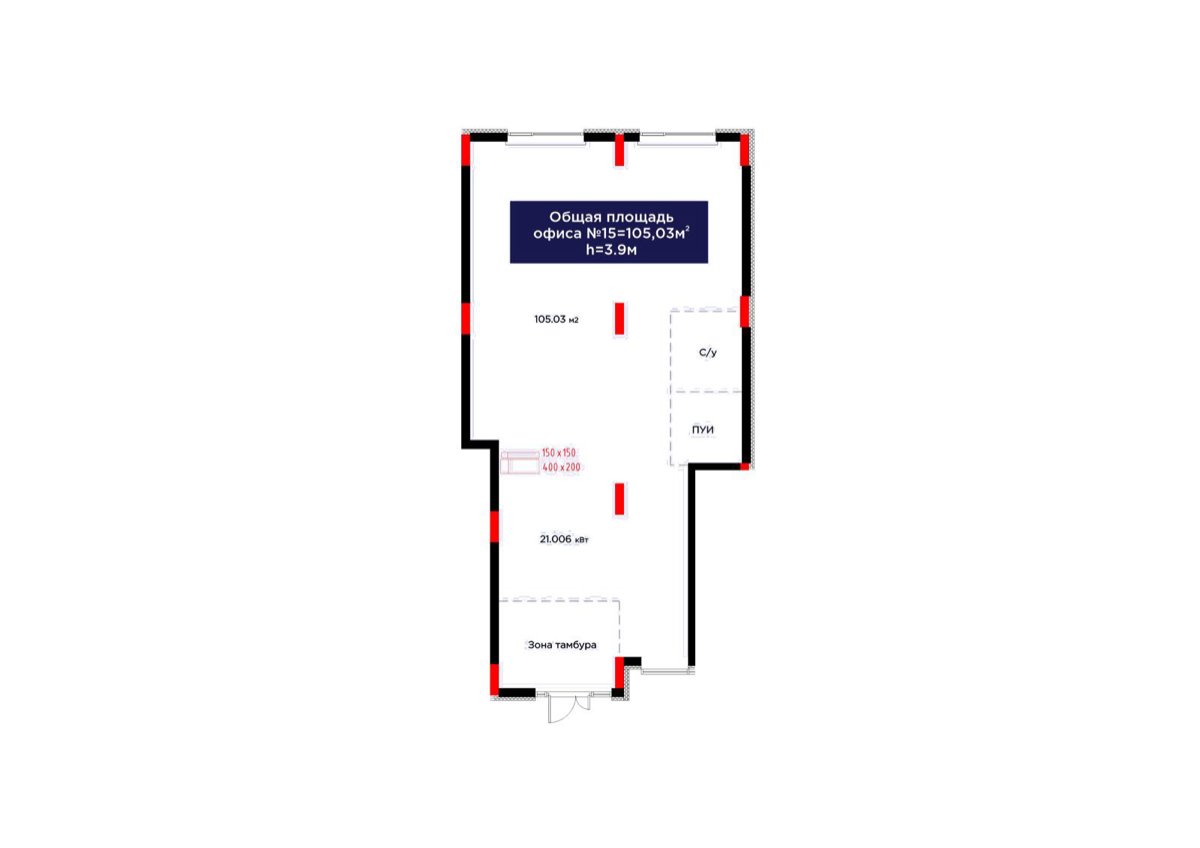 Планировка помещения 105 м² в ЖК «ŪIA.TARIH»
