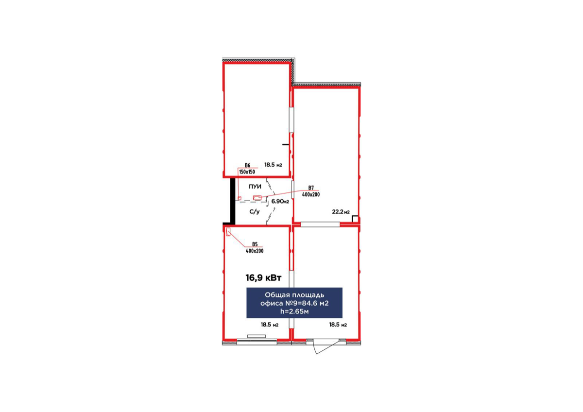 Планировка помещения 84 м² в ЖК «Jetisu.Aspan»