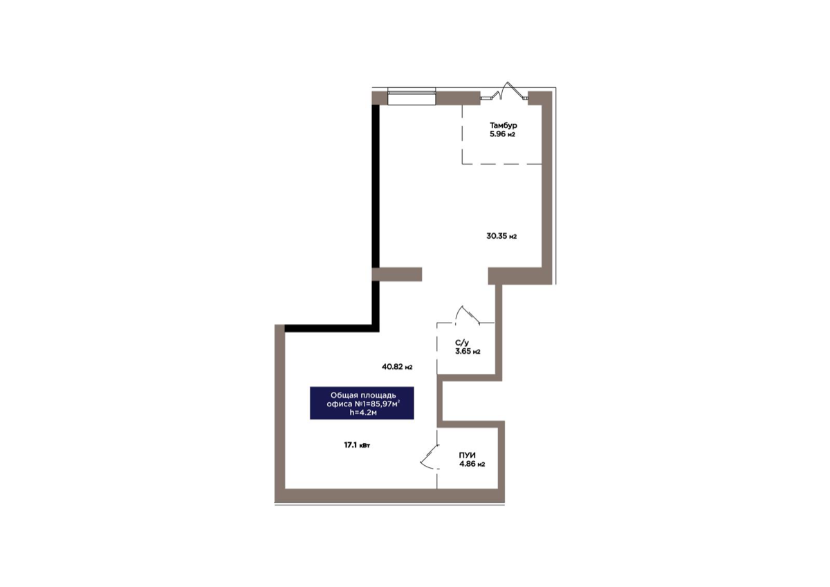 Планировка помещения 86 м² в ЖК «OİU»