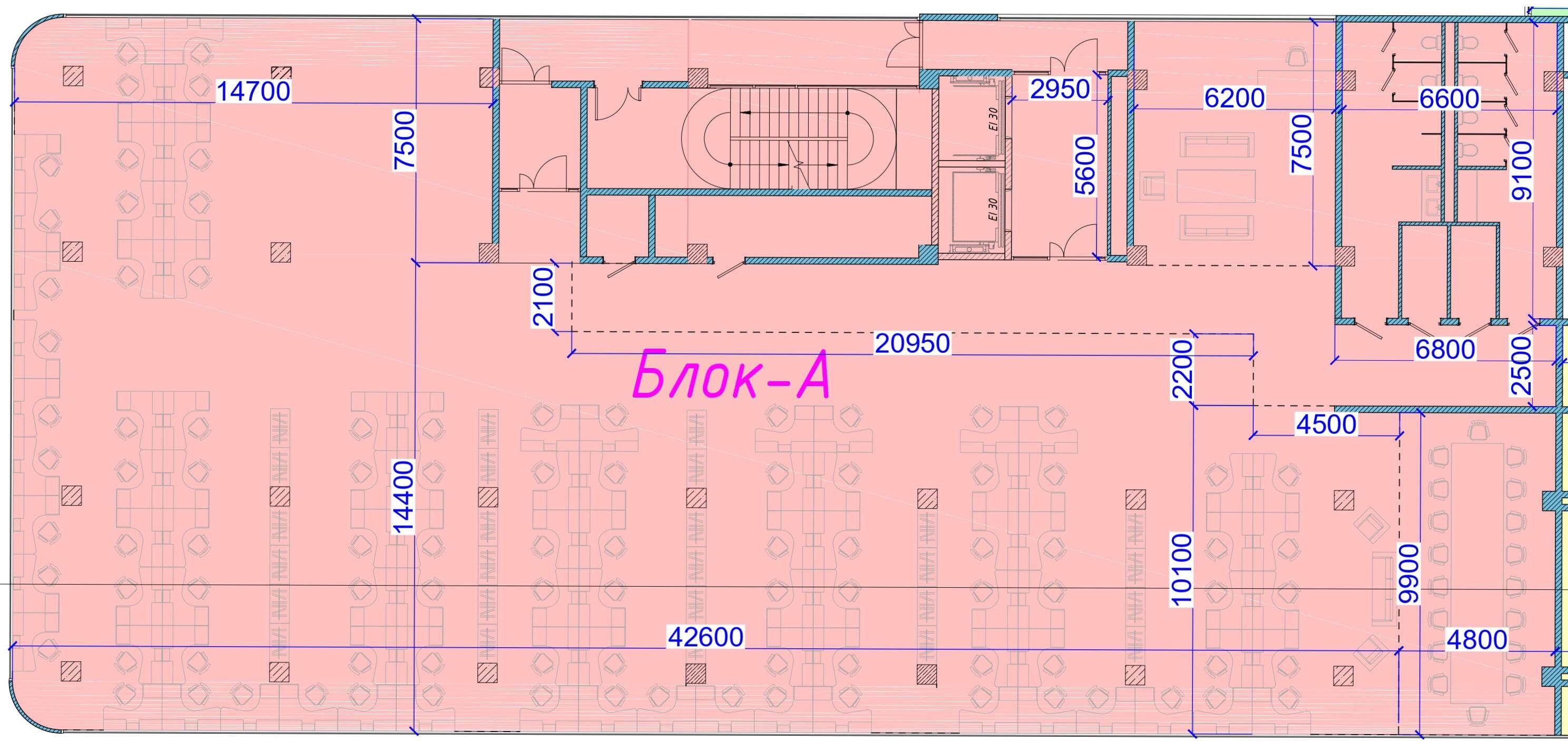 Планировка помещения 956 м² в БЦ «Saba Al-Farabi», Блок A