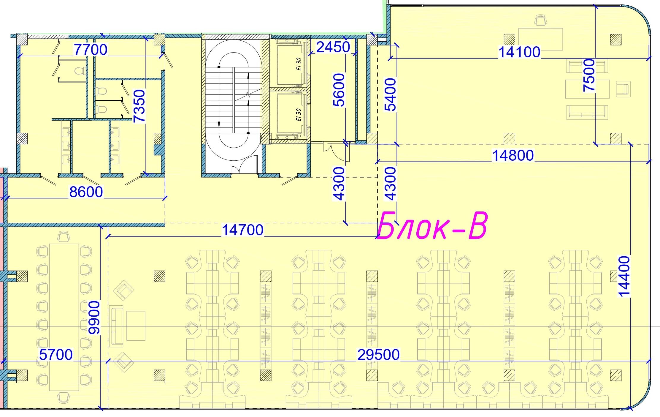 Планировка помещения 660 м² в БЦ «Saba Al-Farabi», Блок B
